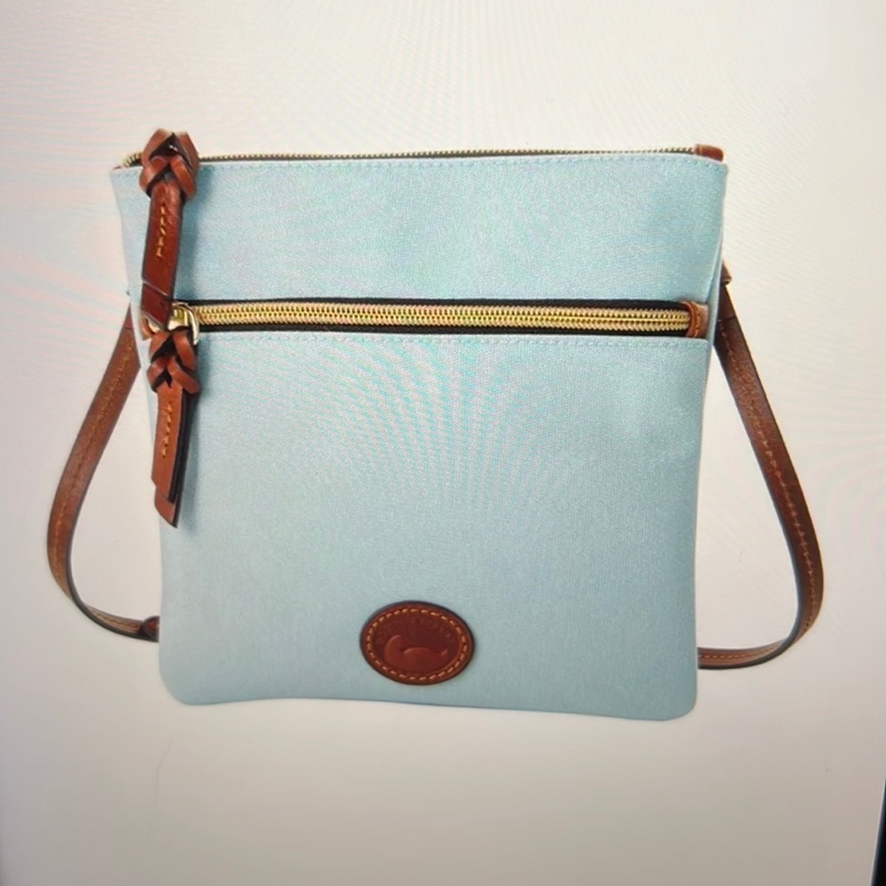 NEW- Dooney & Bourke Nylon Double Zip Crossbody in Light Blue